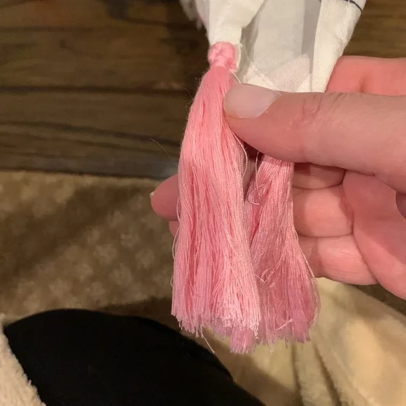 Women’s Chach Beach V-Neck Cover Up With Pink Tassels and White Fringe Size S - Picture 6 of 8